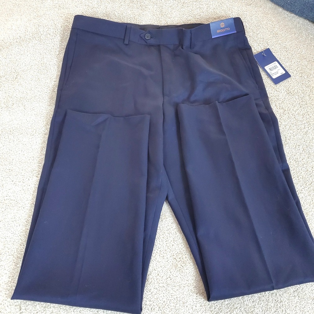 Broletto Men's Navy Blue Pants 100% Wool Sze 34X32 Actually Measures 35X32 NWTGS